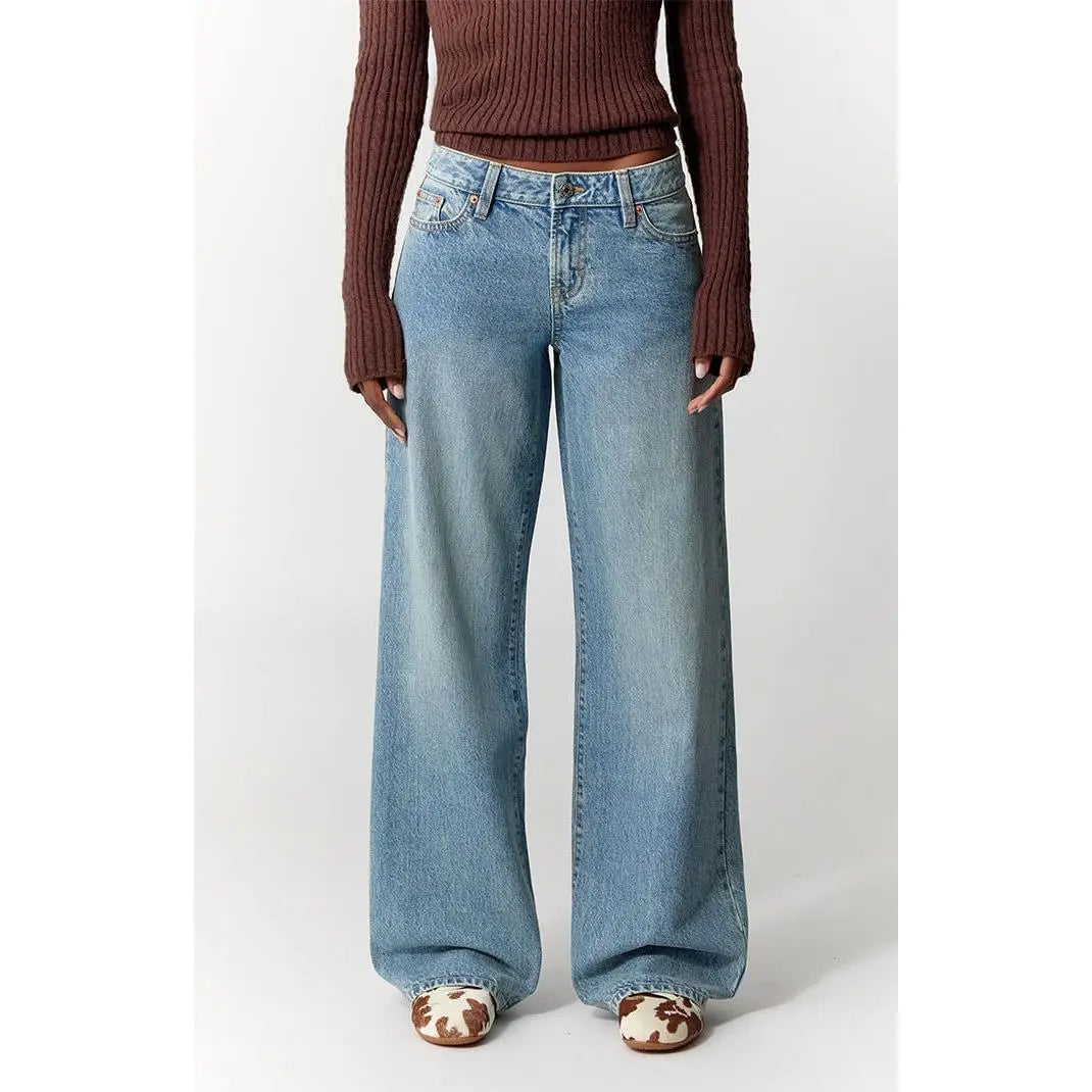 Pacsun Women'S Casey Low Rise Baggy Jeans Light Wash Blue