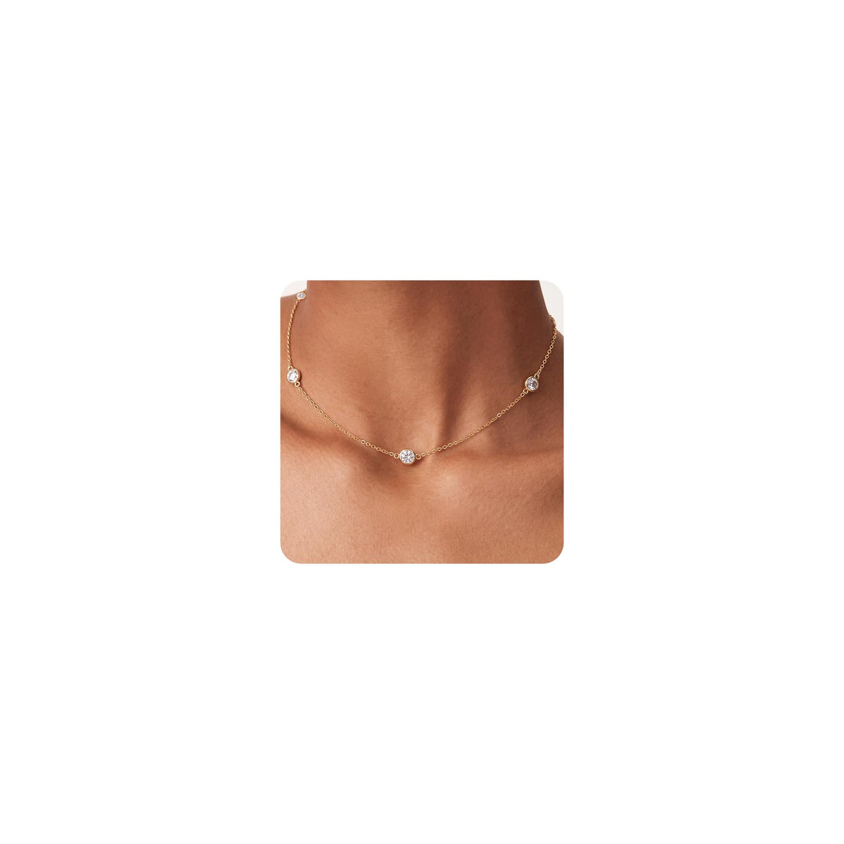 Tewiky Dainty 14k Gold Plated/Silver Cubic Zirconia Necklaces for Women