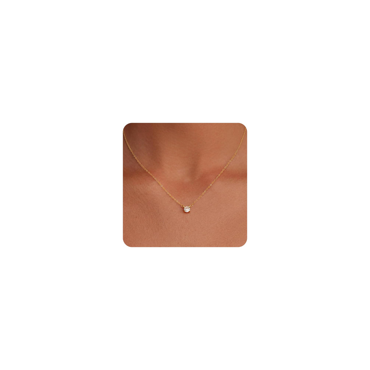 Tewiky Dainty 14k Gold Plated/Silver Cubic Zirconia Necklaces for Women