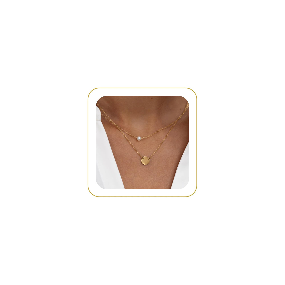 Tewiky Dainty 14k Gold Plated/Silver Cubic Zirconia Necklaces for Women