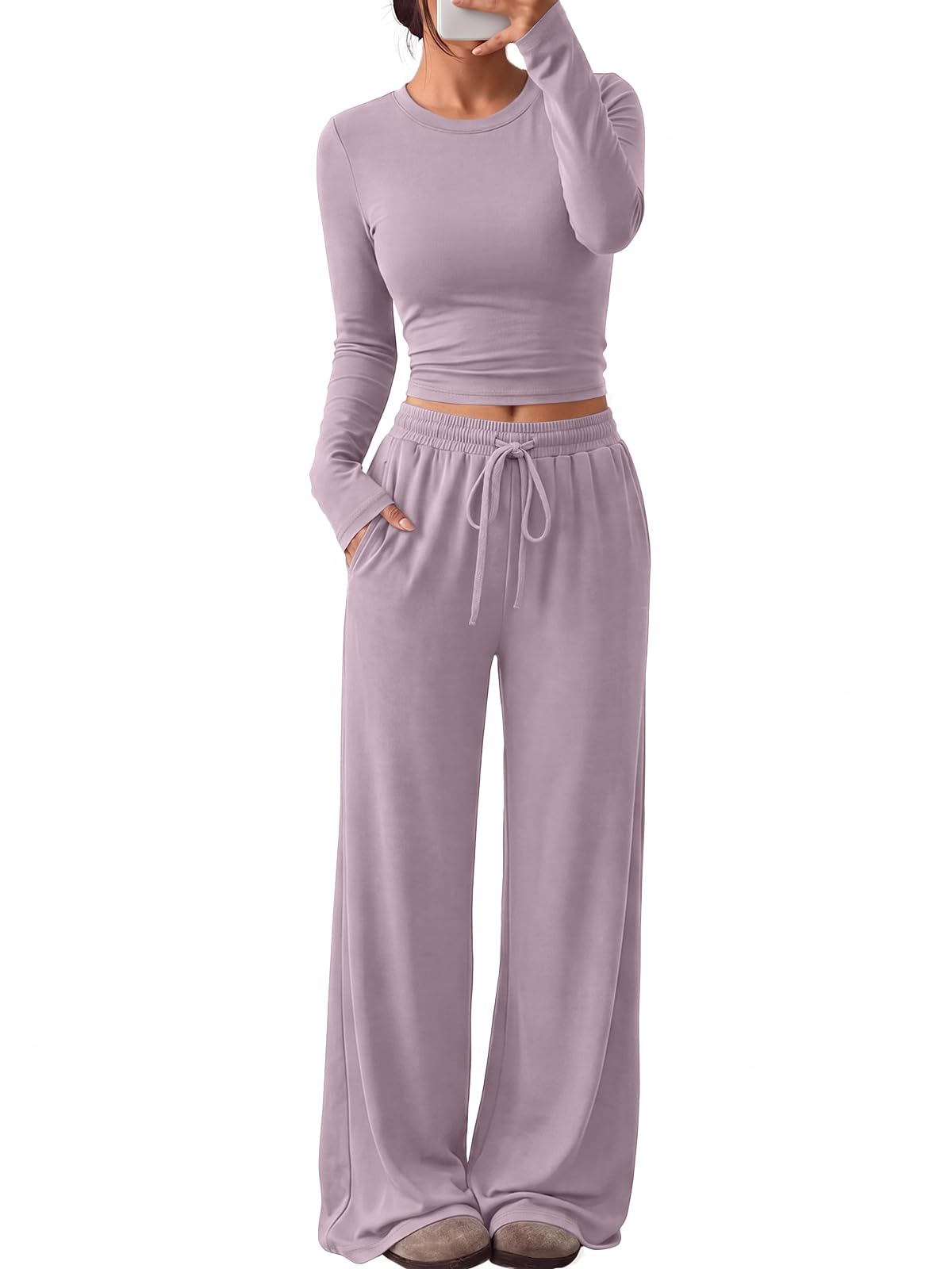 Trendy Queen Women's 2 Piece 2026 Fall Fashion Lounge Set with Pockets