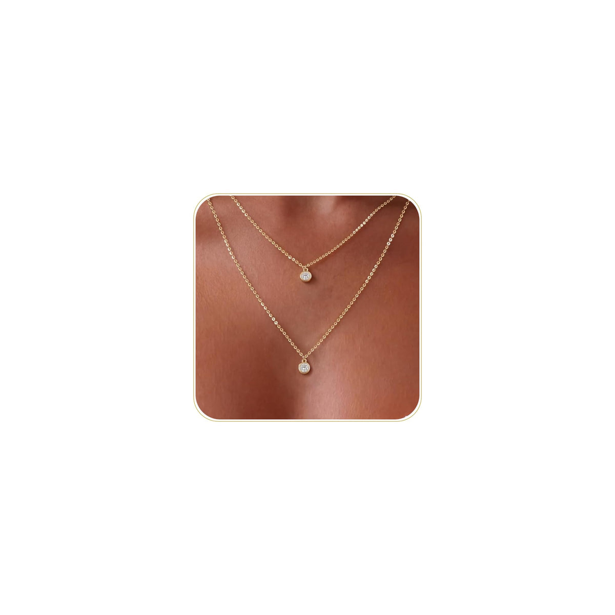 Tewiky Dainty 14k Gold Plated/Silver Cubic Zirconia Necklaces for Women