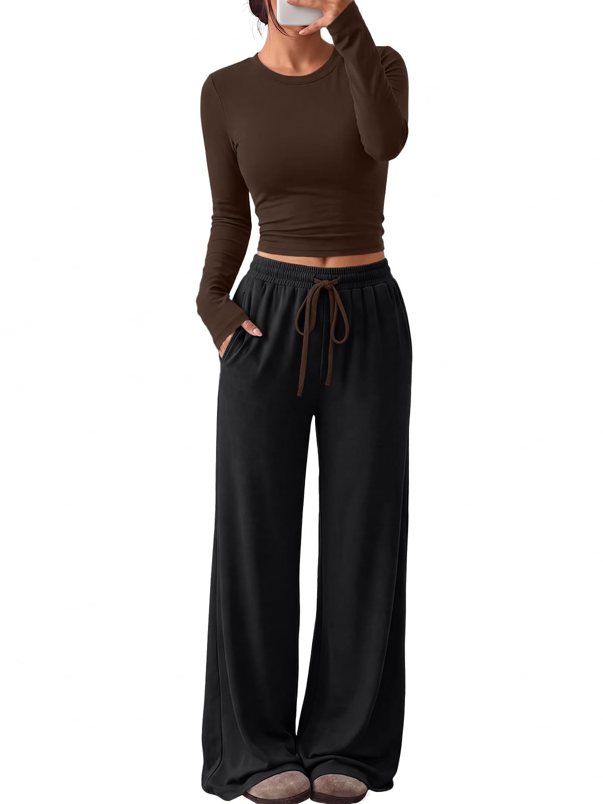 Trendy Queen Women's 2 Piece 2026 Fall Fashion Lounge Set with Pockets