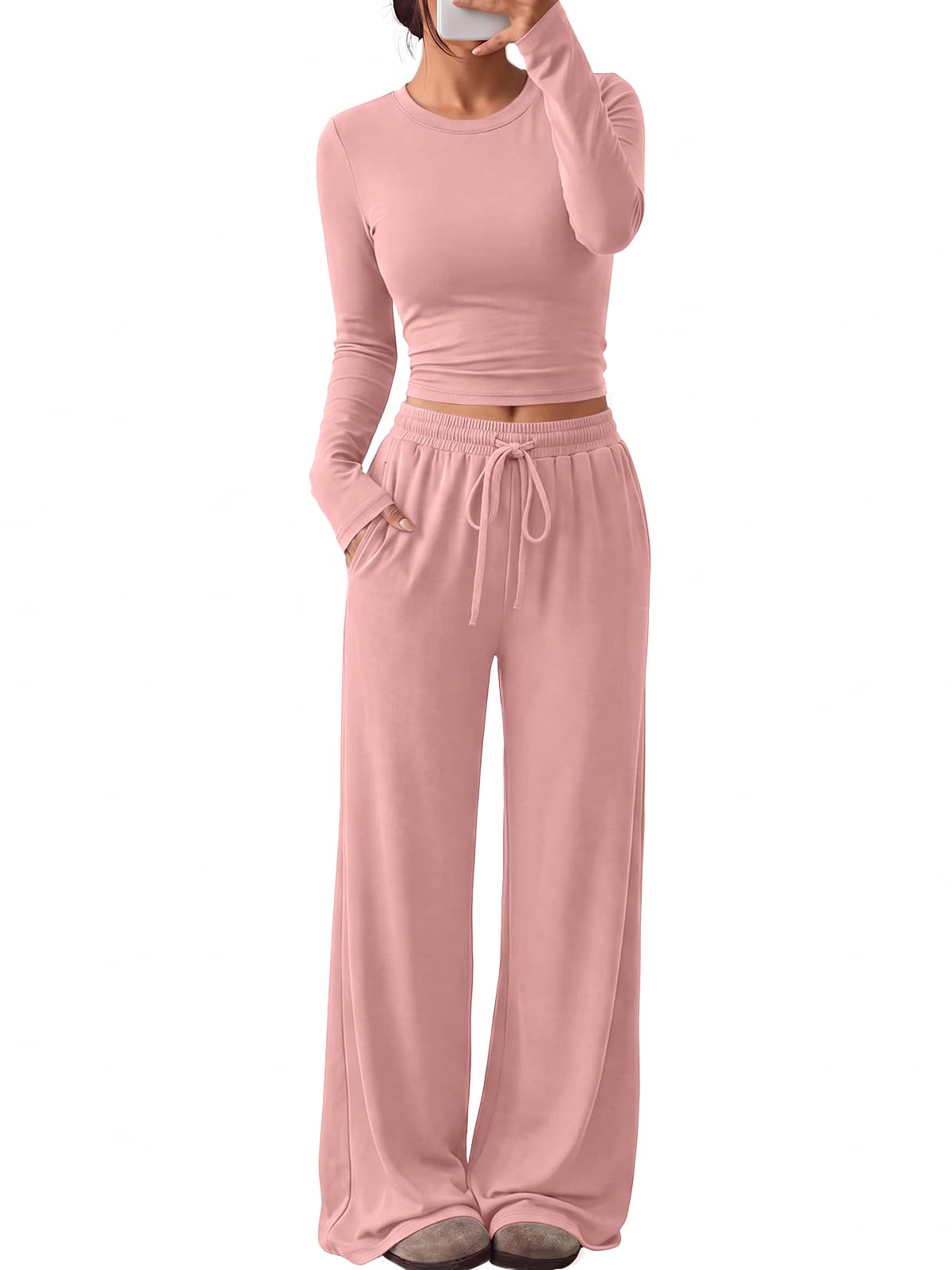 Trendy Queen Women's 2 Piece 2026 Fall Fashion Lounge Set with Pockets