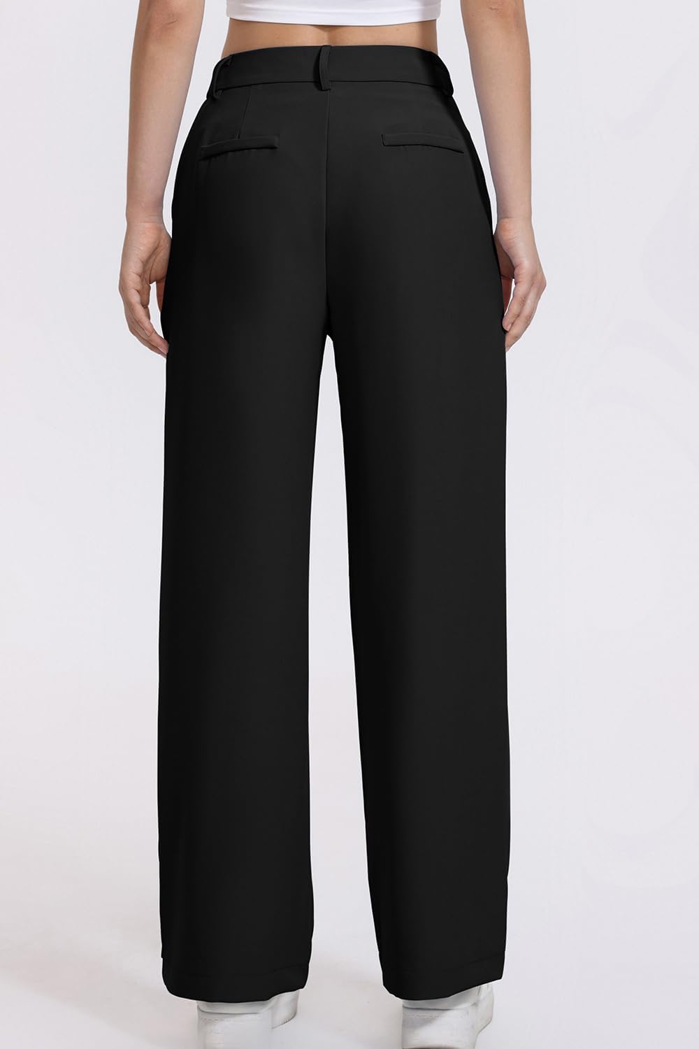 QINSEN Wide Leg Dress Pants for Women High Waisted Wrinkle Free Work Pants with Pockets Casual Slack