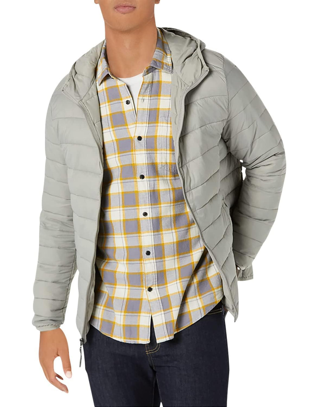 Amazon Essentials Men's Lightweight Water-Resistant Packable Hooded Puffer Jacket