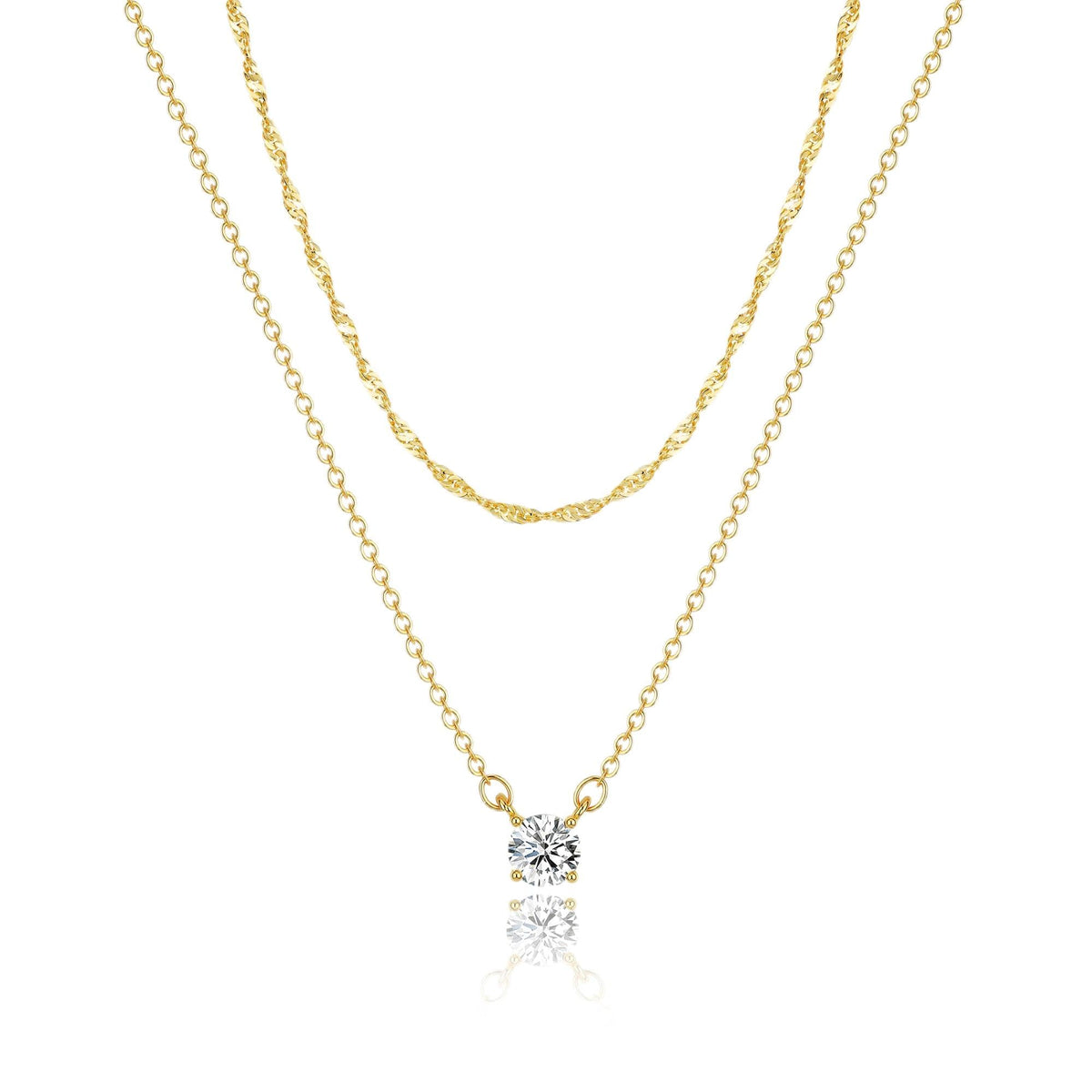 Tewiky Dainty 14k Gold Plated/Silver Cubic Zirconia Necklaces for Women