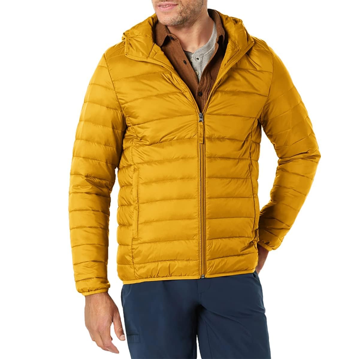 Amazon Essentials Men's Lightweight Water-Resistant Packable Hooded Puffer Jacket
