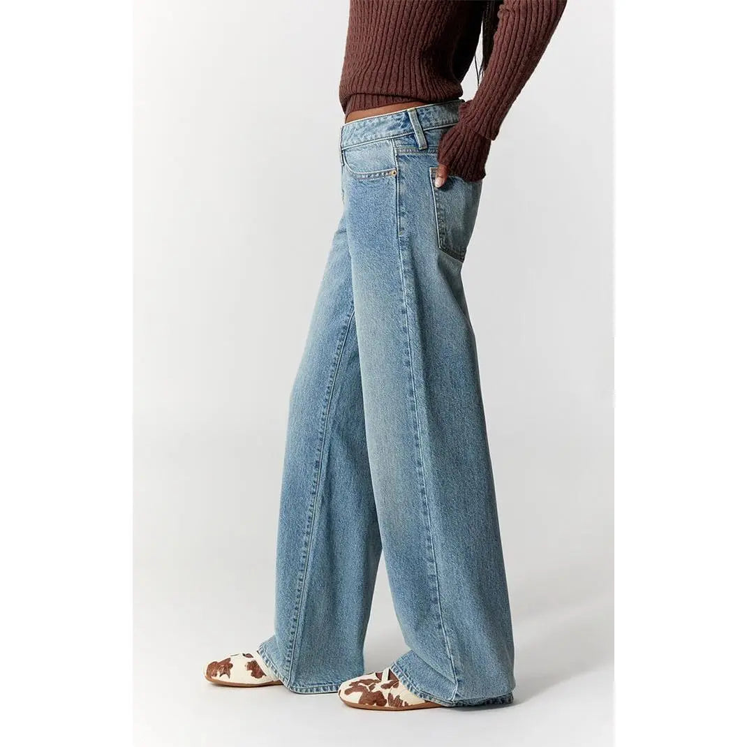 Pacsun Women'S Casey Low Rise Baggy Jeans Light Wash Blue