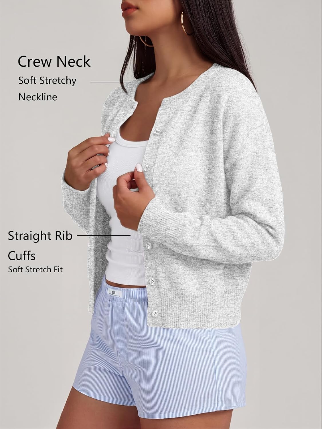 Chic Cropped Cardigan Sweater for Women - Lightweight Knit Layering Essential for Fall, Spring & Office Style