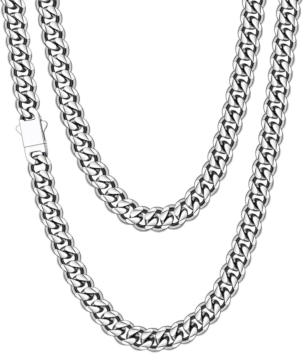 Fiusem 3.5mm Cuban Link Chains for Men Women, Stainless Steel Necklace