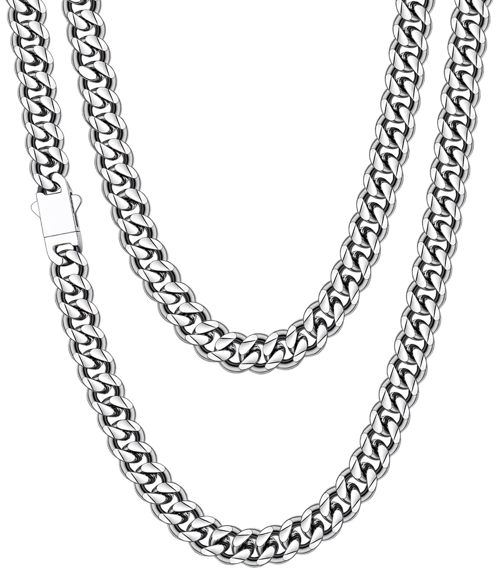 Fiusem 3.5mm Cuban Link Chains for Men Women, Stainless Steel Necklace