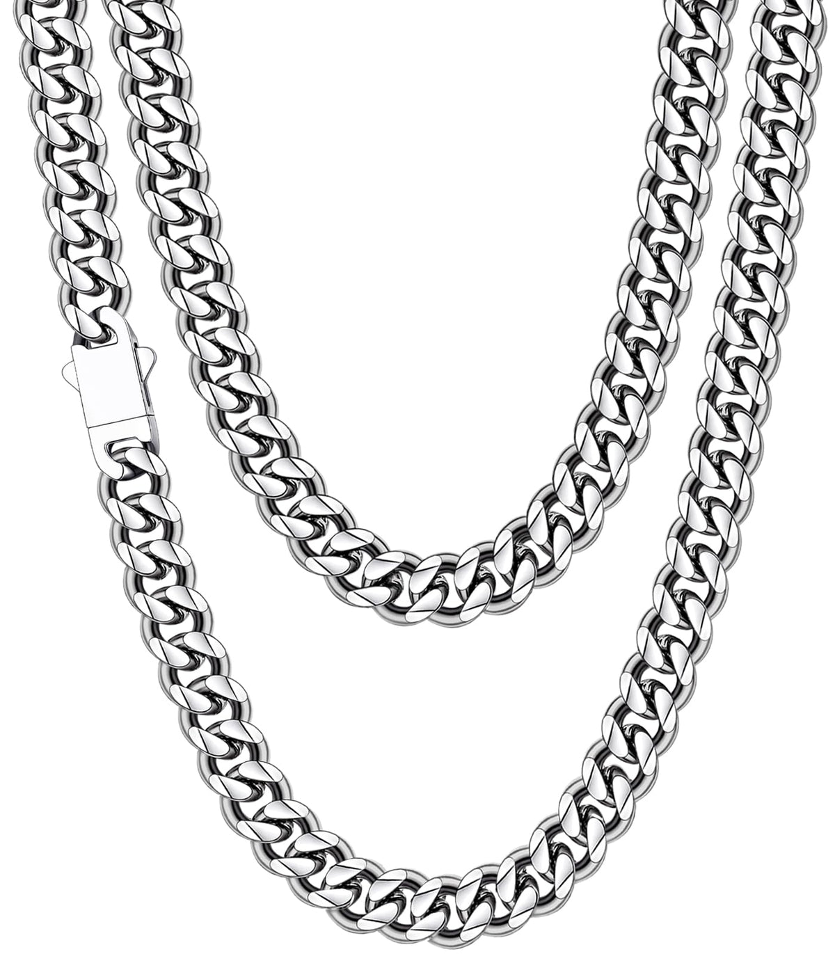 Fiusem 3.5mm Cuban Link Chains for Men Women, Stainless Steel Necklace