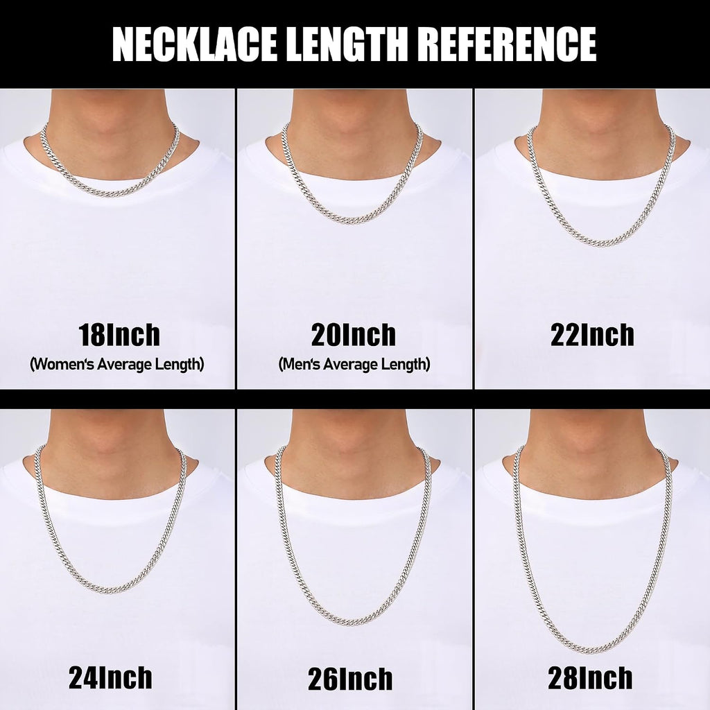 Fiusem 3.5mm Cuban Link Chains for Men Women, Stainless Steel Necklace