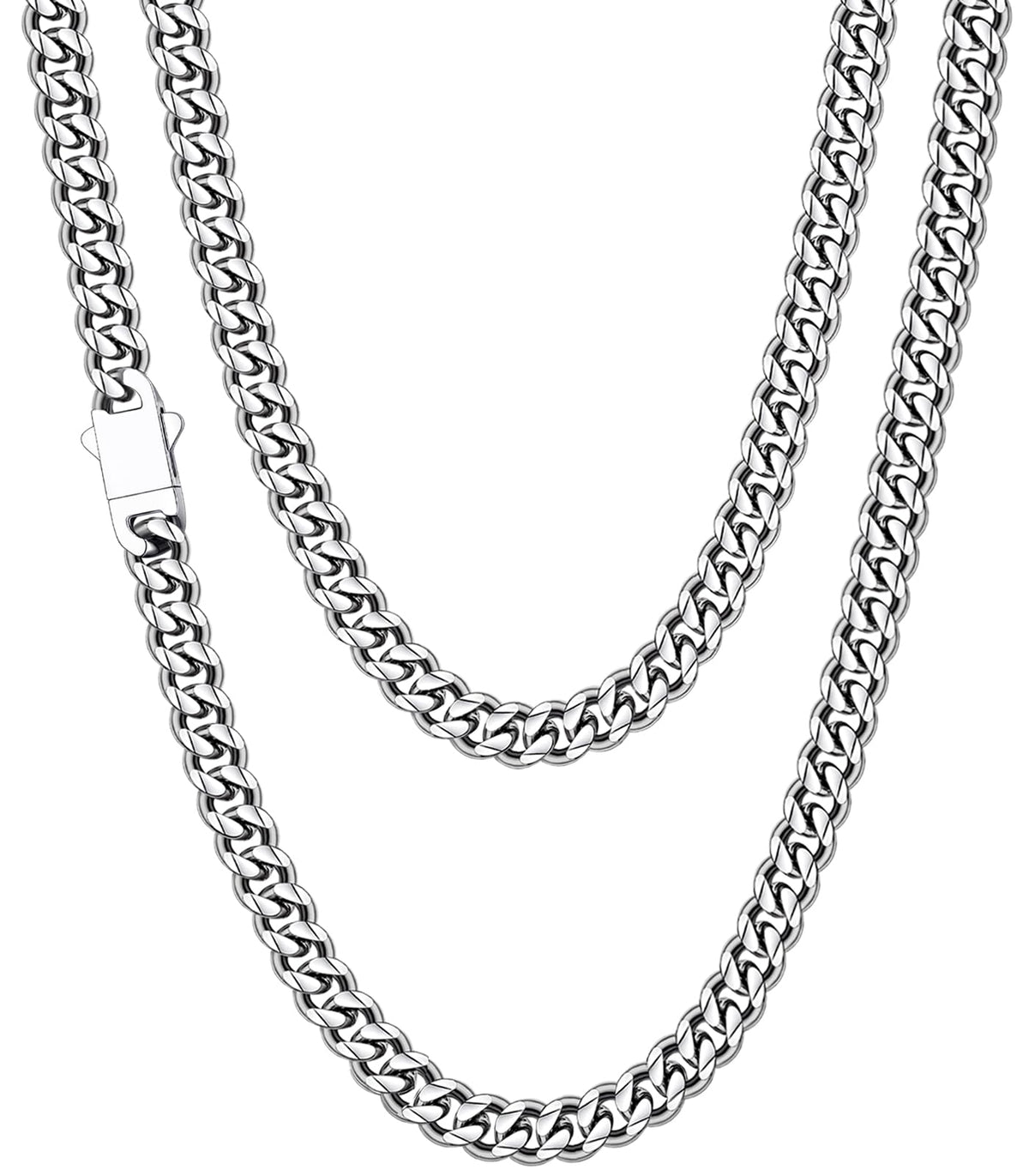 Fiusem 3.5mm Cuban Link Chains for Men Women, Stainless Steel Necklace