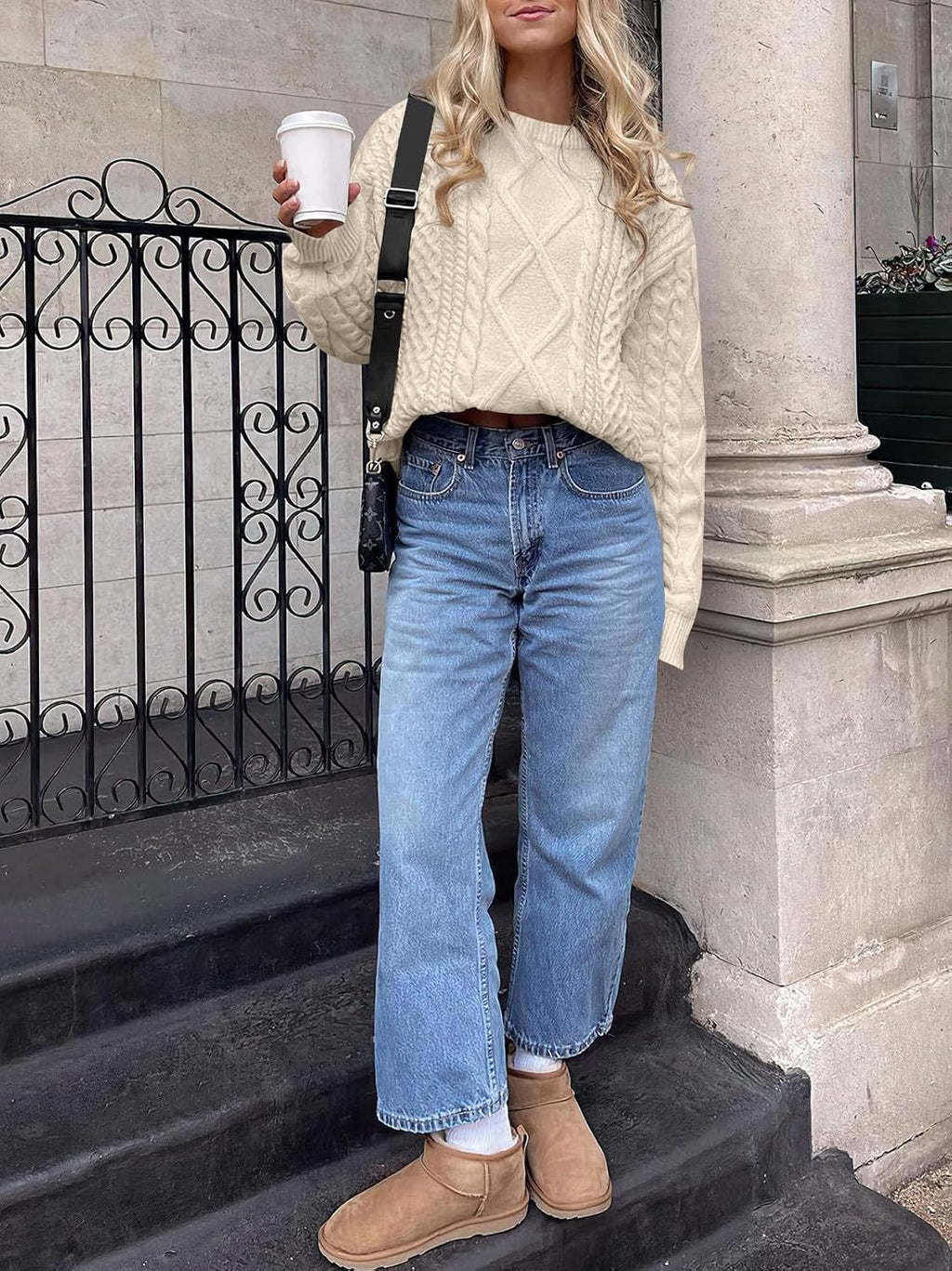 ANRABESS Sweaters for Women Oversized Cable Knit Pullover Fall Outfits