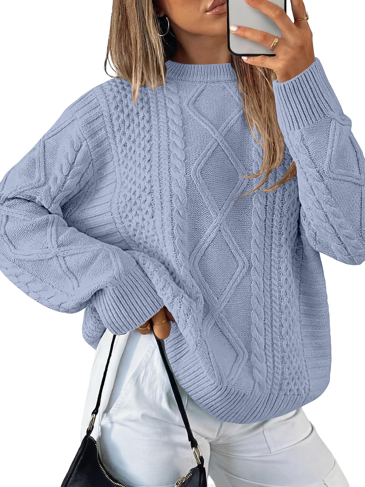 ANRABESS Sweaters for Women Oversized Cable Knit Pullover Fall Outfits