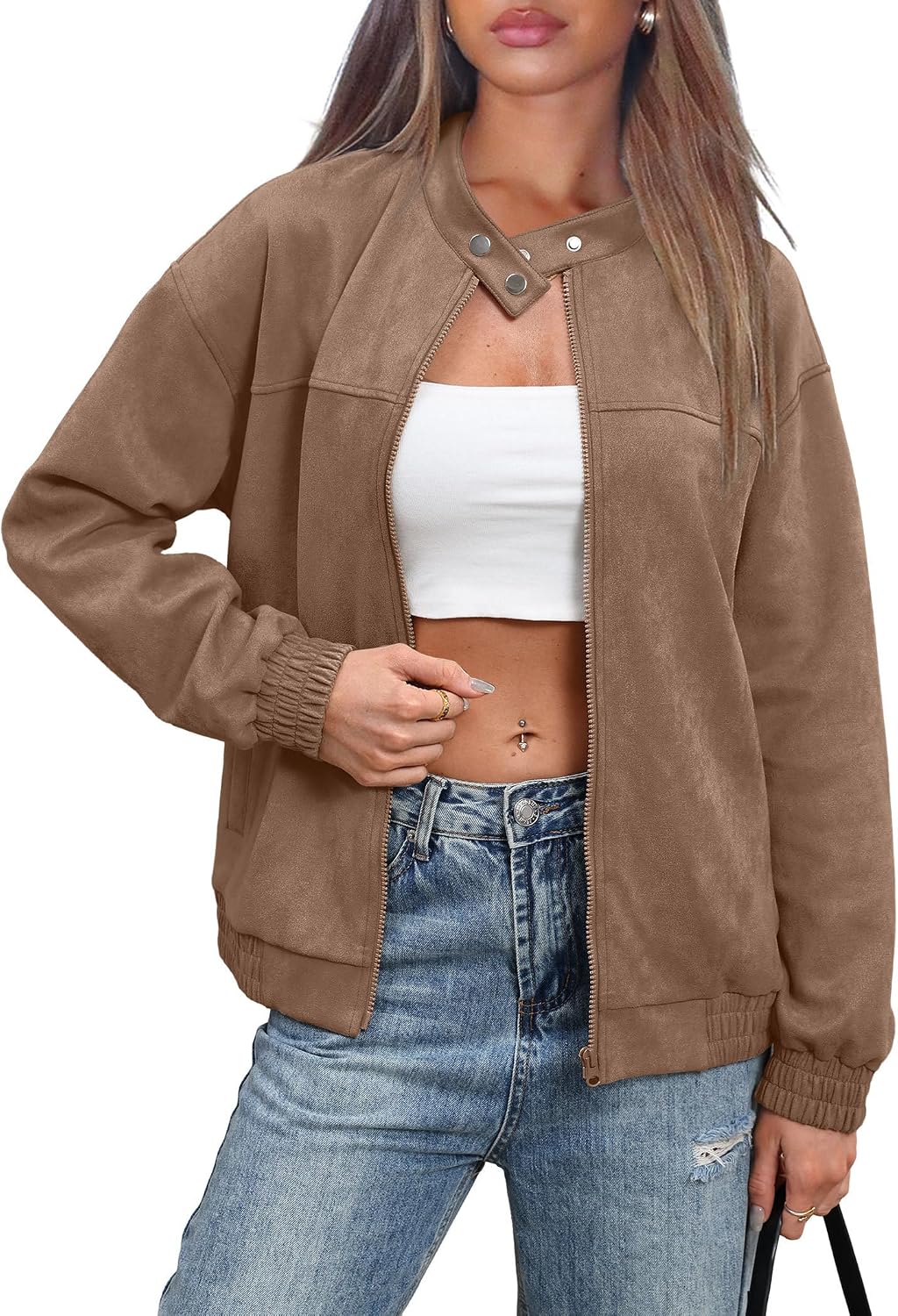 Sampeel Leather Jacket Women Faux Oversized Motorcycle Bomber Coats 2026 Fall Fashion Outfits Winter Clothes