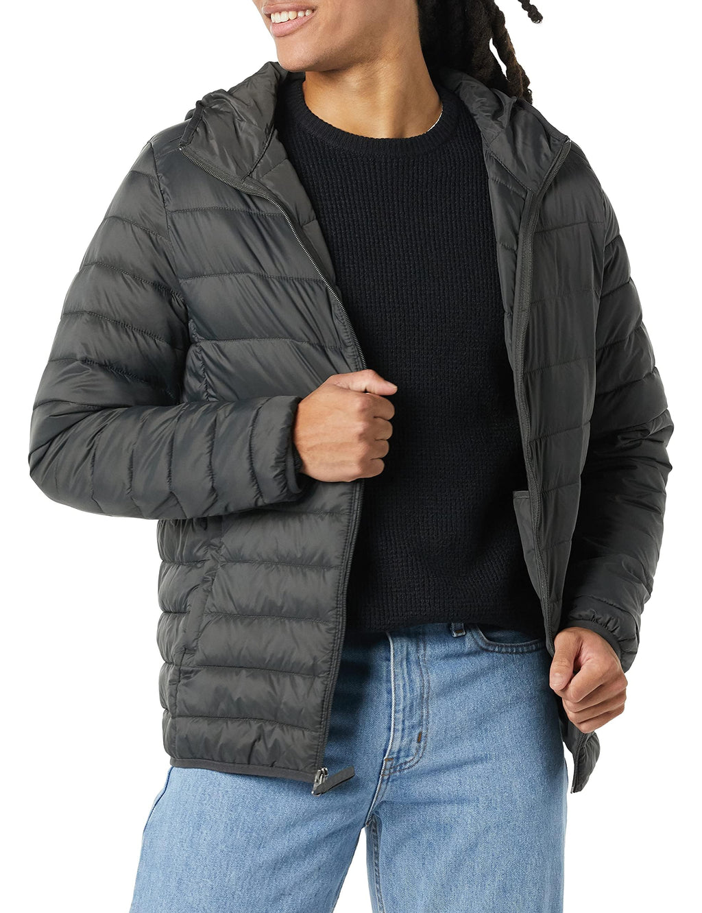 Amazon Essentials Men's Lightweight Water-Resistant Packable Hooded Puffer Jacket