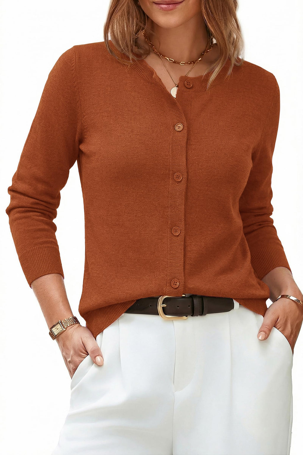 Arach&Cloz Women's Wool Blend Business Casual Fall Cardigan Sweaters Tops