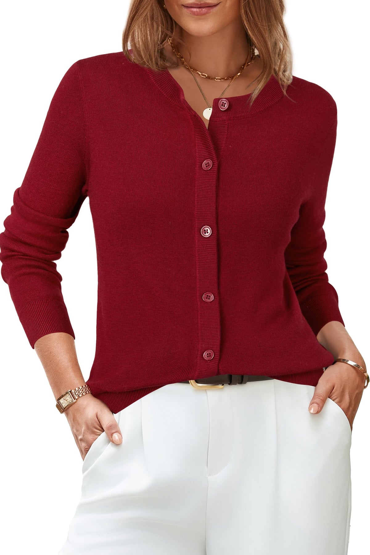 Arach&Cloz Women's Wool Blend Business Casual Fall Cardigan Sweaters Tops