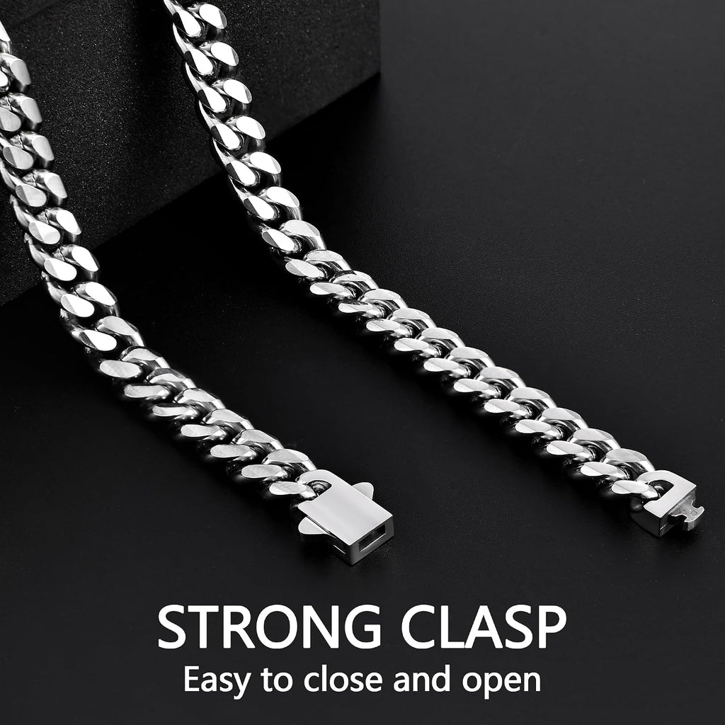 Fiusem 3.5mm Cuban Link Chains for Men Women, Stainless Steel Necklace