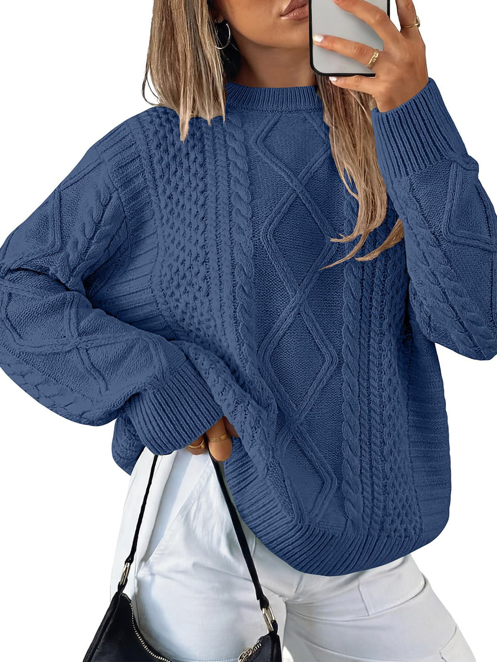 ANRABESS Sweaters for Women Oversized Cable Knit Pullover Fall Outfits