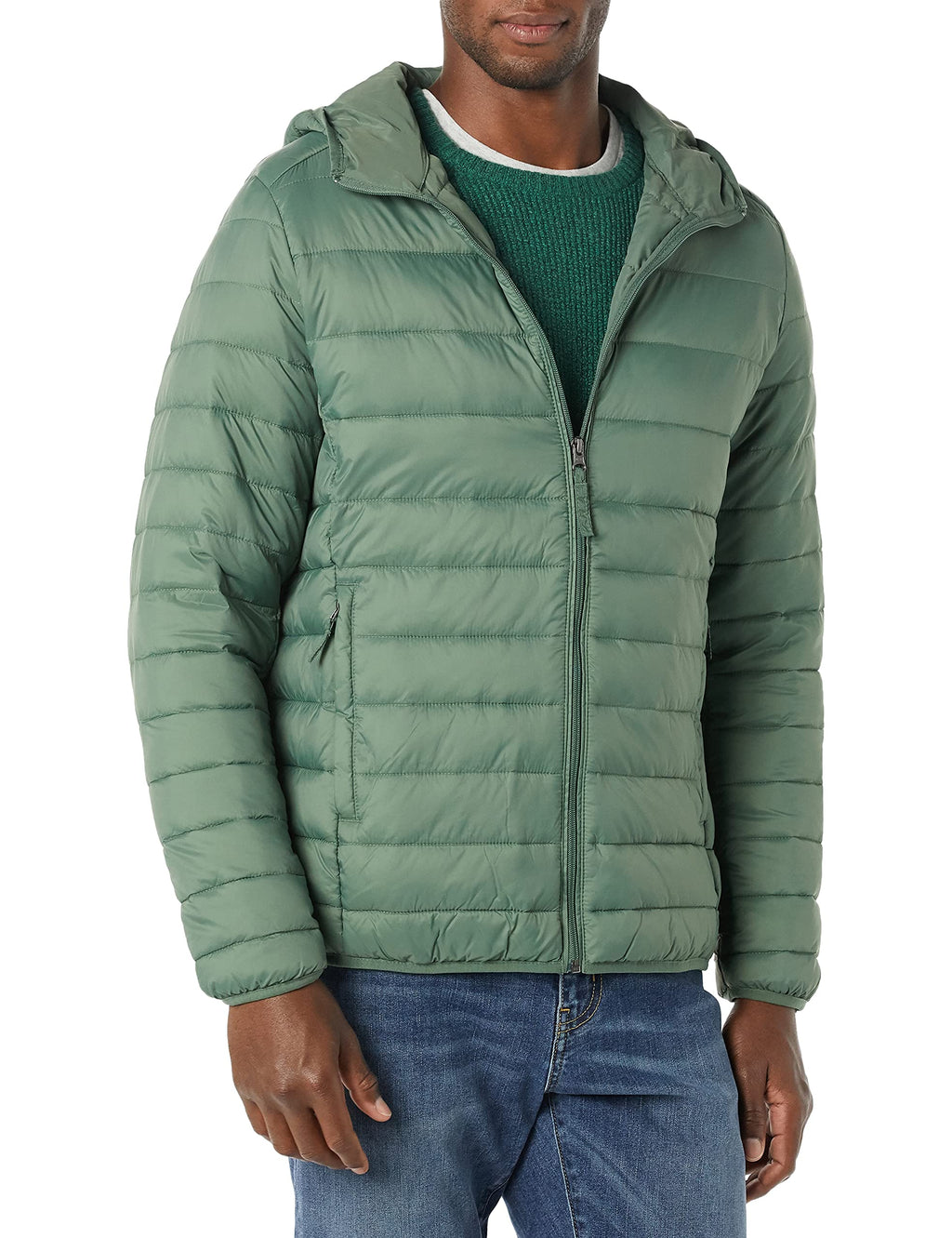 Amazon Essentials Men's Lightweight Water-Resistant Packable Hooded Puffer Jacket