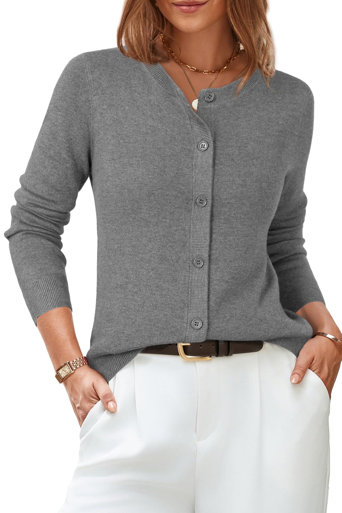 Arach&Cloz Women's Wool Blend Business Casual Fall Cardigan Sweaters Tops