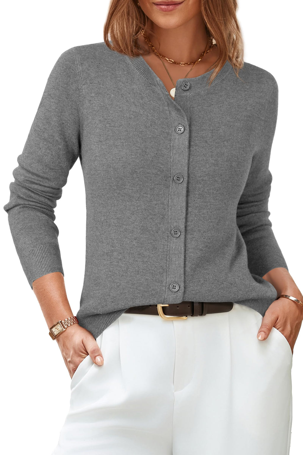 Arach&Cloz Women's Wool Blend Business Casual Fall Cardigan Sweaters Tops
