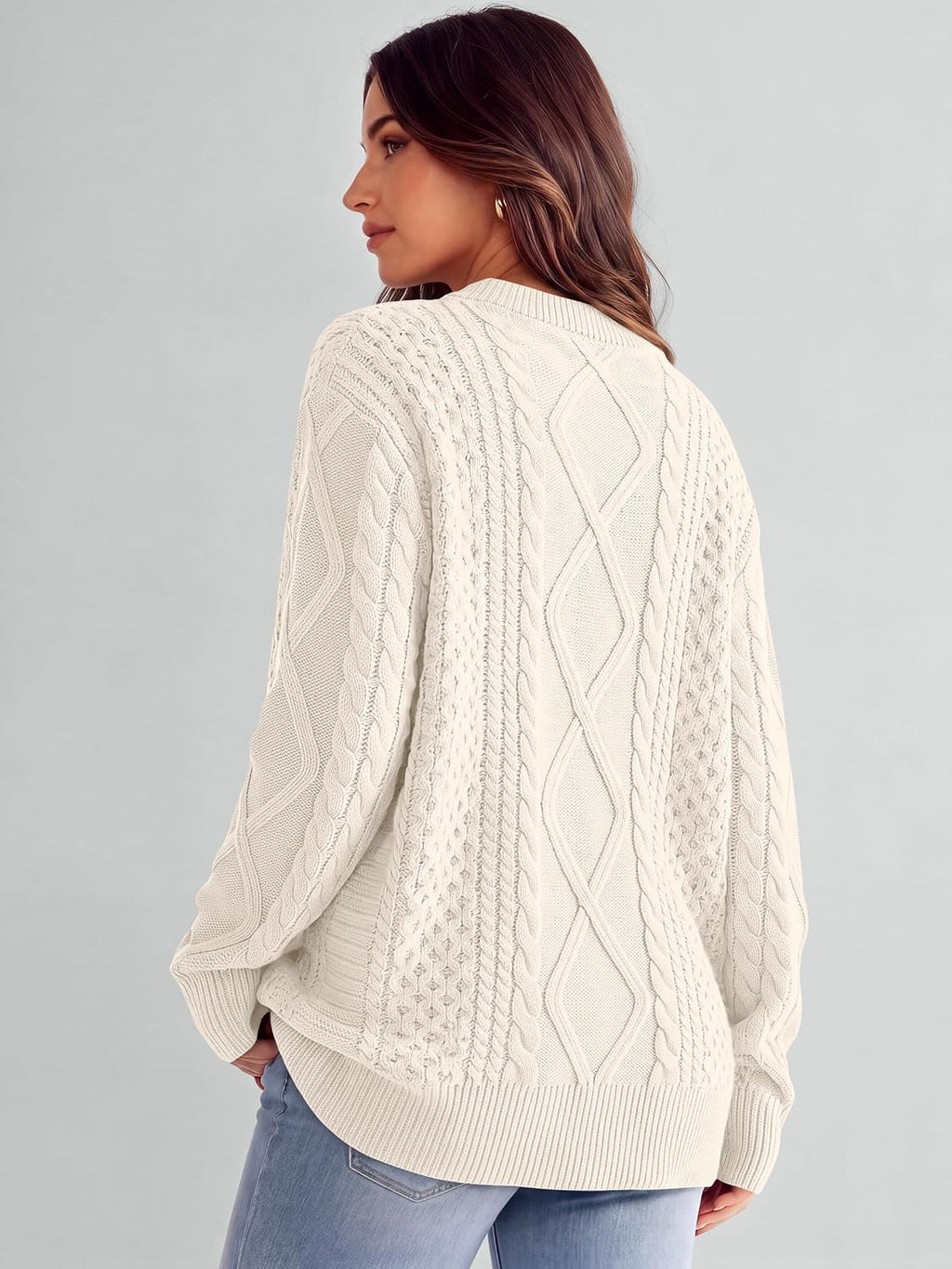 ANRABESS Sweaters for Women Oversized Cable Knit Pullover Fall Outfits