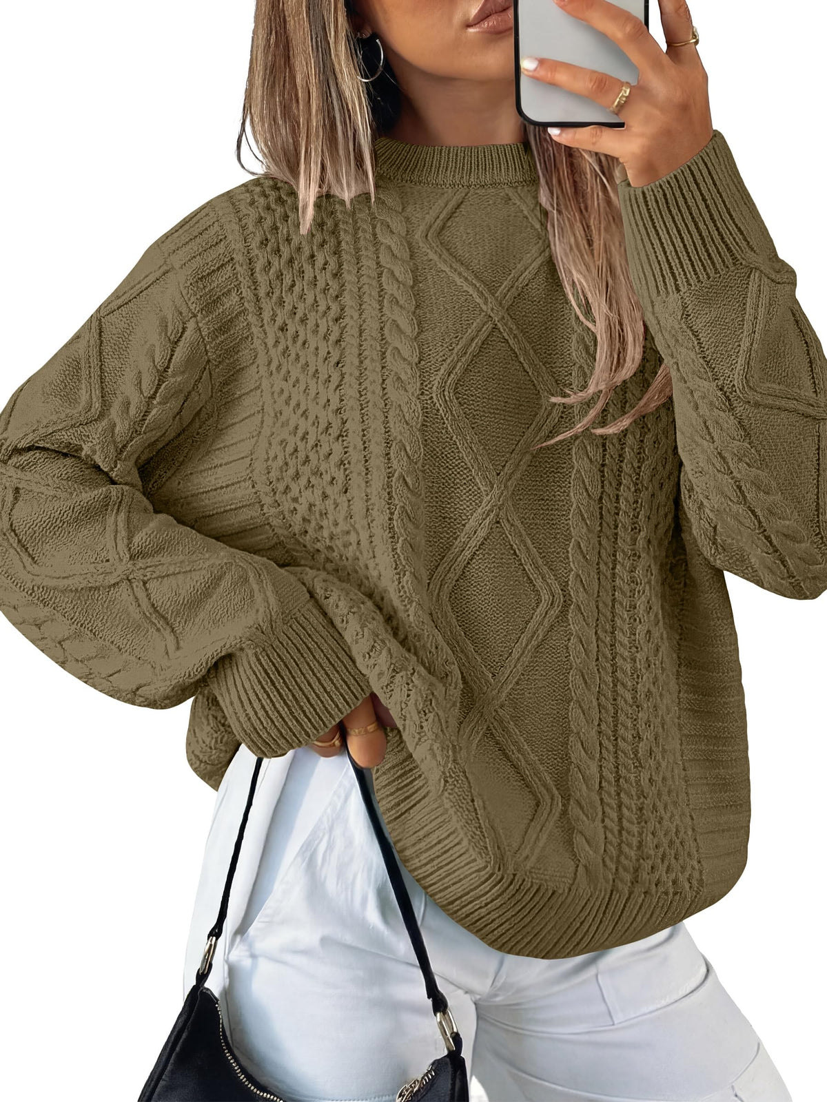 ANRABESS Sweaters for Women Oversized Cable Knit Pullover Fall Outfits