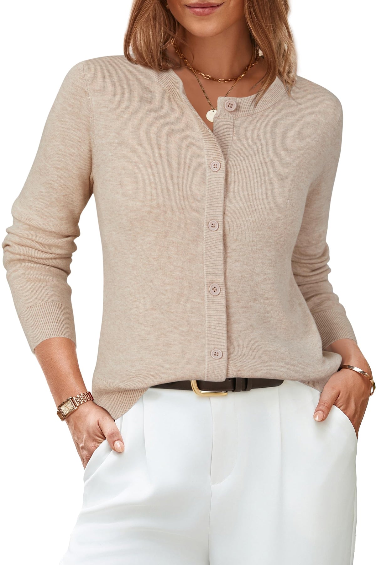 Arach&Cloz Women's Wool Blend Business Casual Fall Cardigan Sweaters Tops