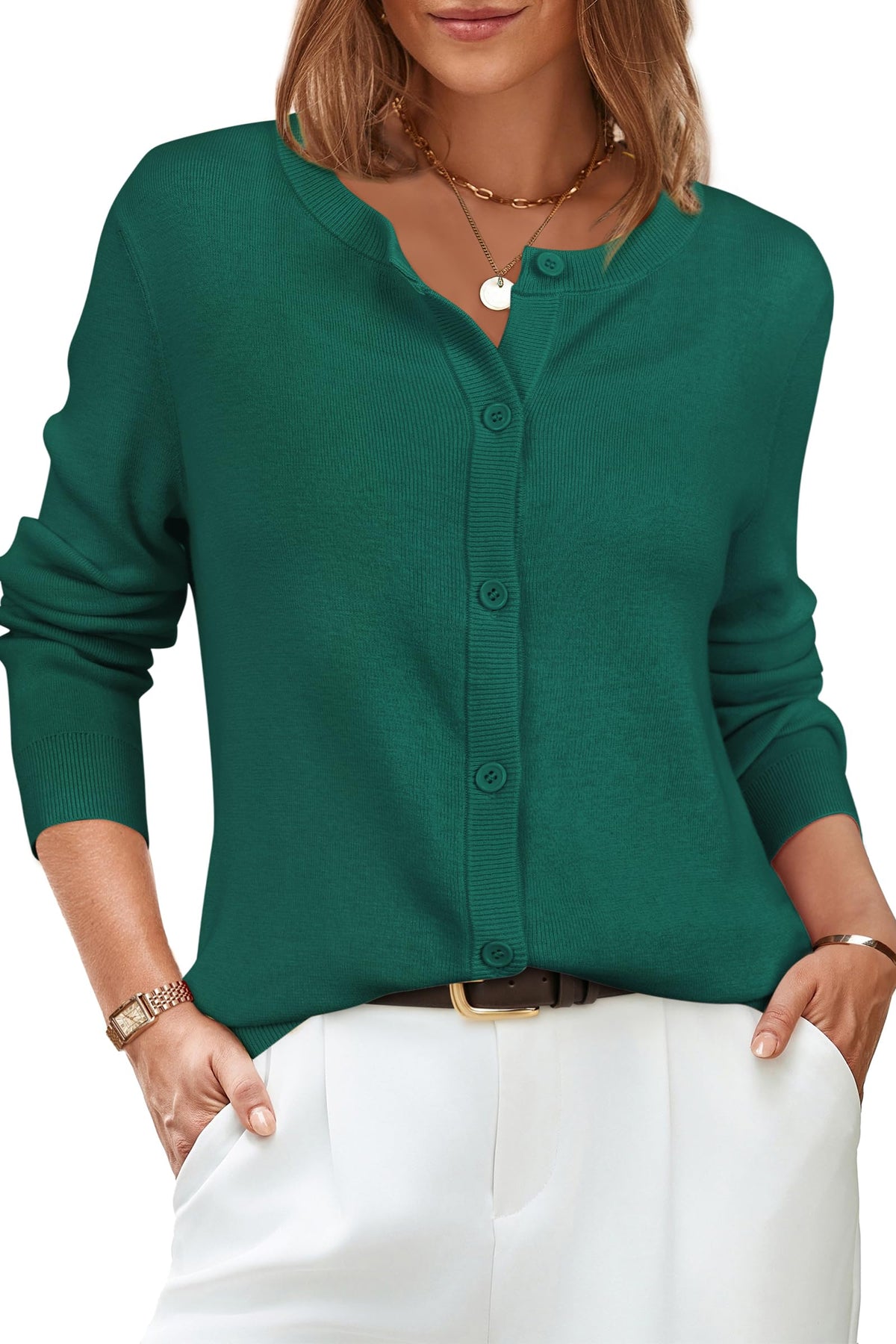 Arach&Cloz Women's Wool Blend Business Casual Fall Cardigan Sweaters Tops