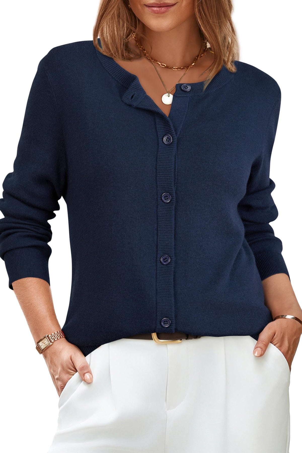 Arach&Cloz Women's Wool Blend Business Casual Fall Cardigan Sweaters Tops