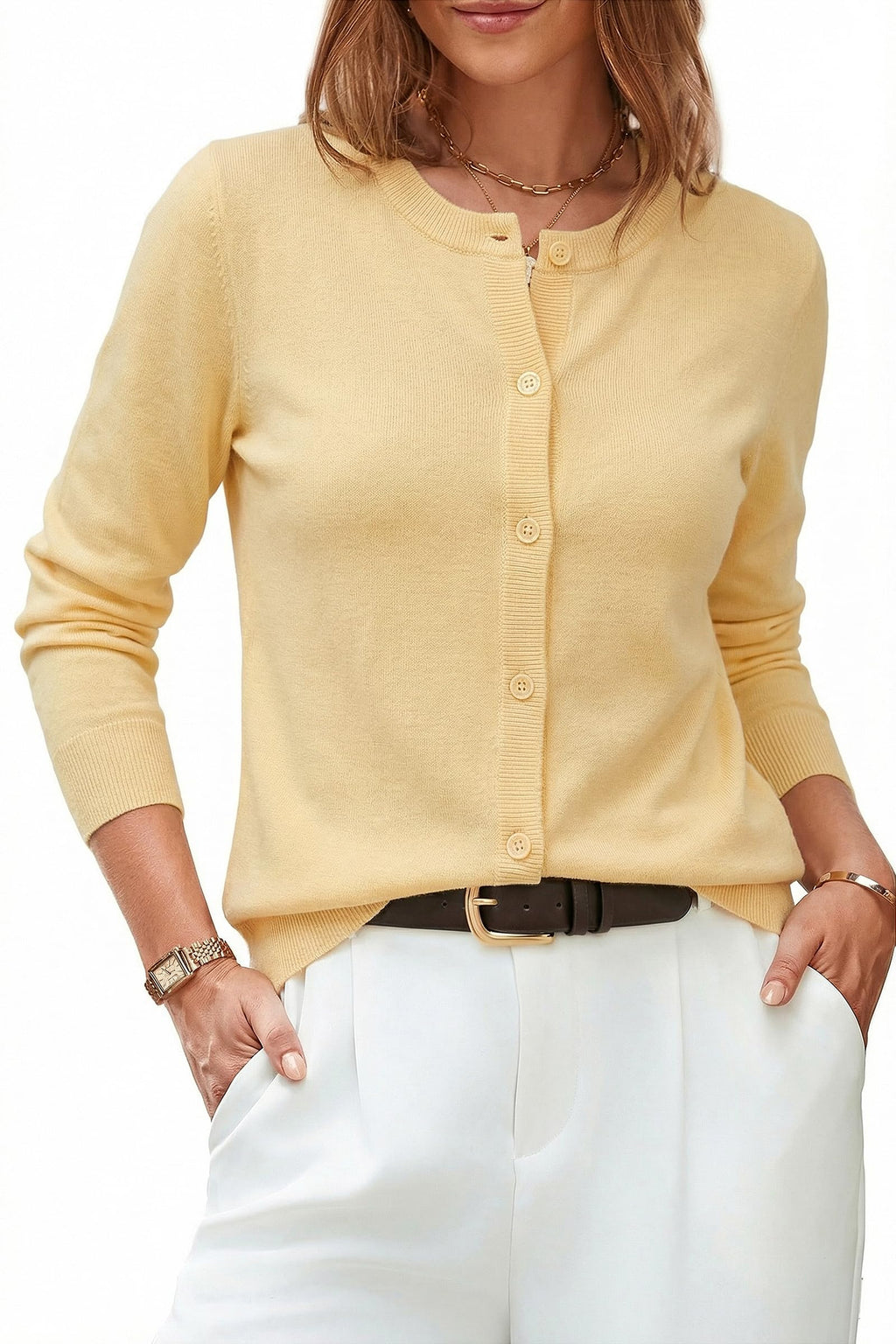 Arach&Cloz Women's Wool Blend Business Casual Fall Cardigan Sweaters Tops