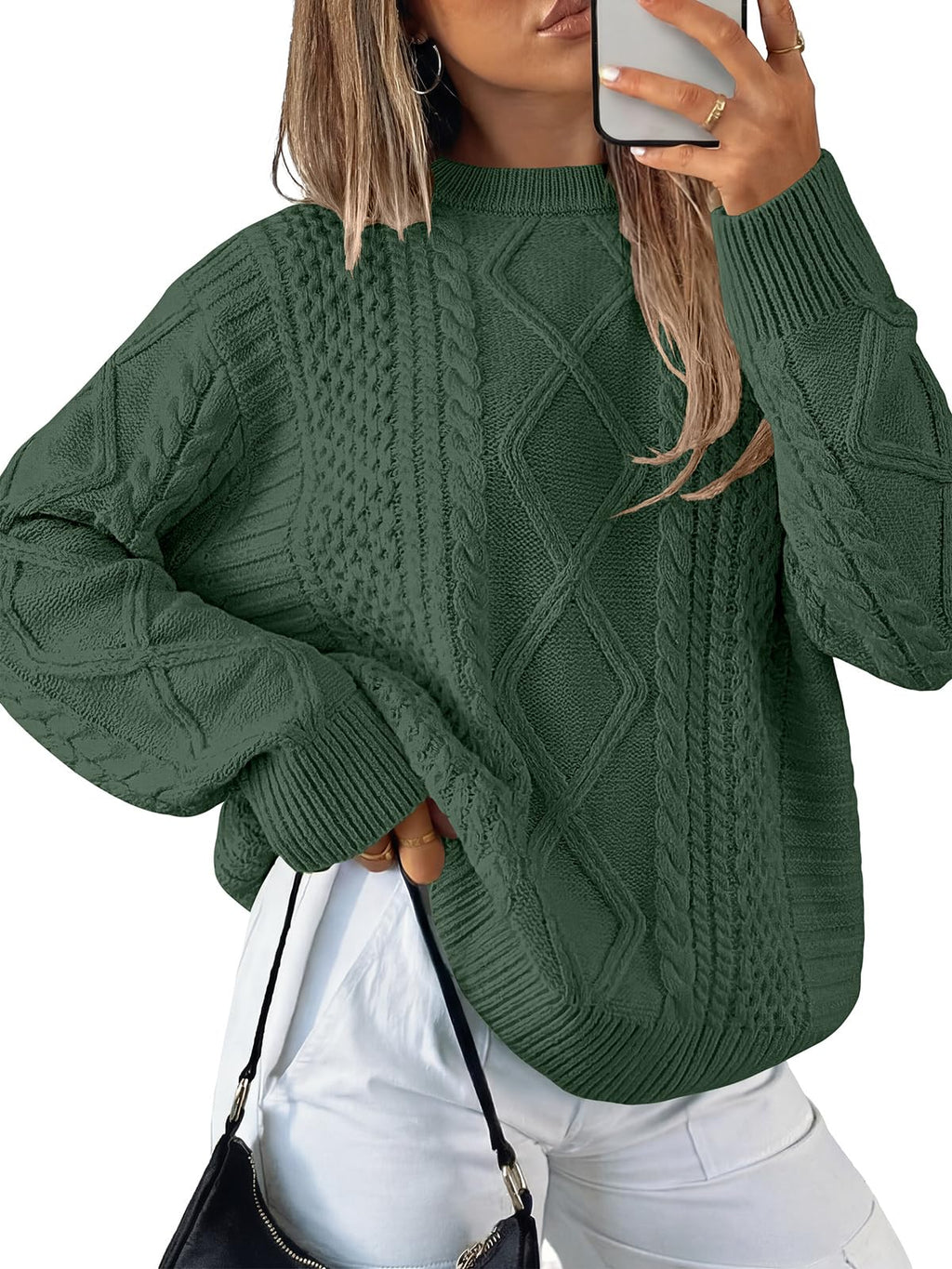 ANRABESS Sweaters for Women Oversized Cable Knit Pullover Fall Outfits