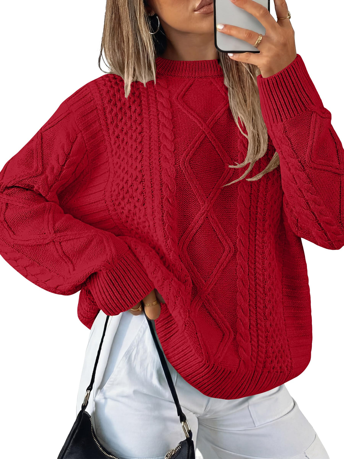 ANRABESS Sweaters for Women Oversized Cable Knit Pullover Fall Outfits