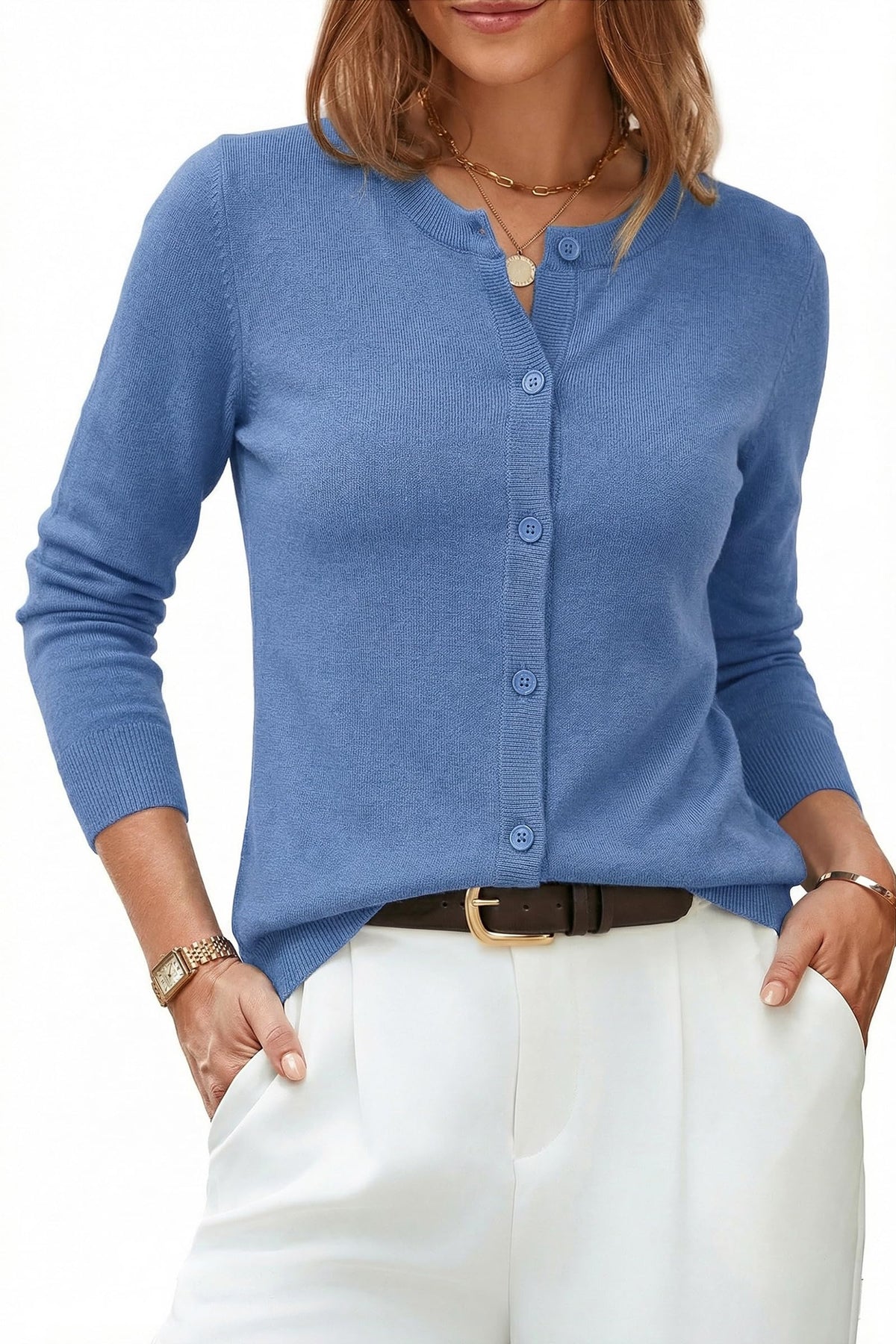Arach&Cloz Women's Wool Blend Business Casual Fall Cardigan Sweaters Tops