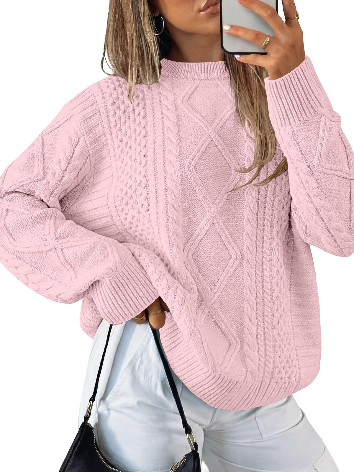ANRABESS Sweaters for Women Oversized Cable Knit Pullover Fall Outfits