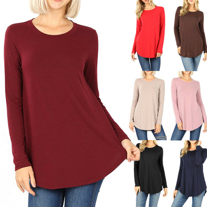 CLEARANCE Womens Long Sleeve Tunic Top Casual Crew Neck T-Shirt Blouse Loose Fit