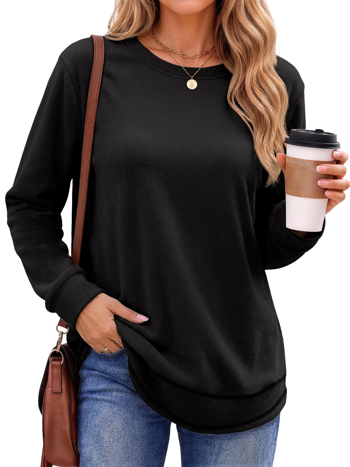 Sweatshirts for Women Crewneck Casual Long Sleeve Shirts Tunic Tops