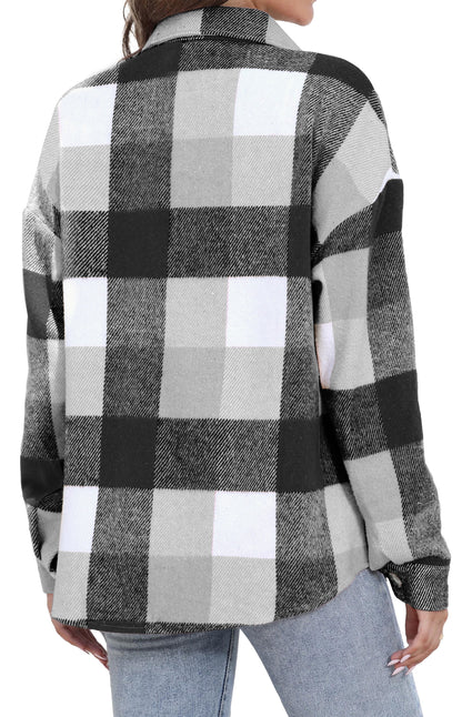 Stylish Women's Long Sleeve Plaid Flannel Shacket Jacket - Perfect for Every Occasion!