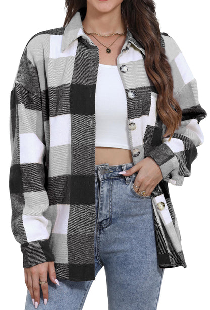 Stylish Women's Long Sleeve Plaid Flannel Shacket Jacket - Perfect for Every Occasion!