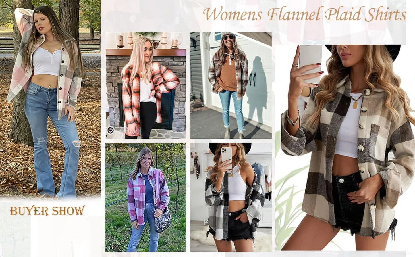 Stylish Women's Long Sleeve Plaid Flannel Shacket Jacket - Perfect for Every Occasion!