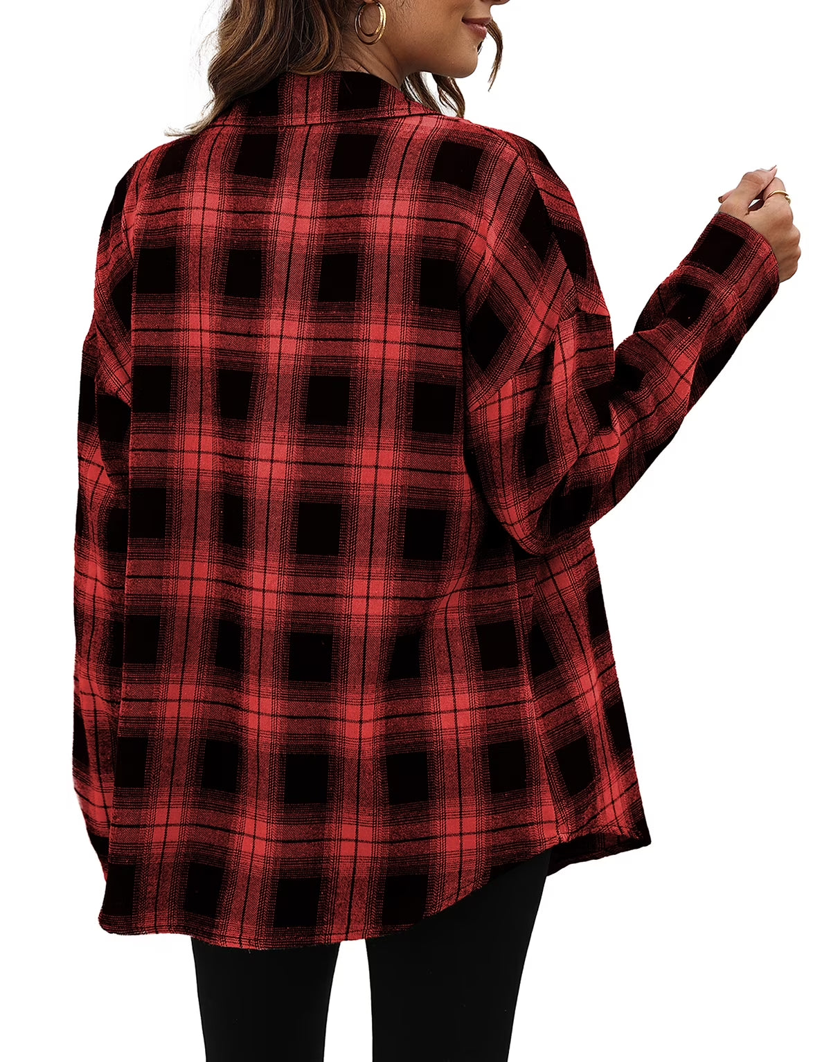Plaid Flannel Shirts for Women Oversized Long Sleeve Button down Shirts Blouses Tops
