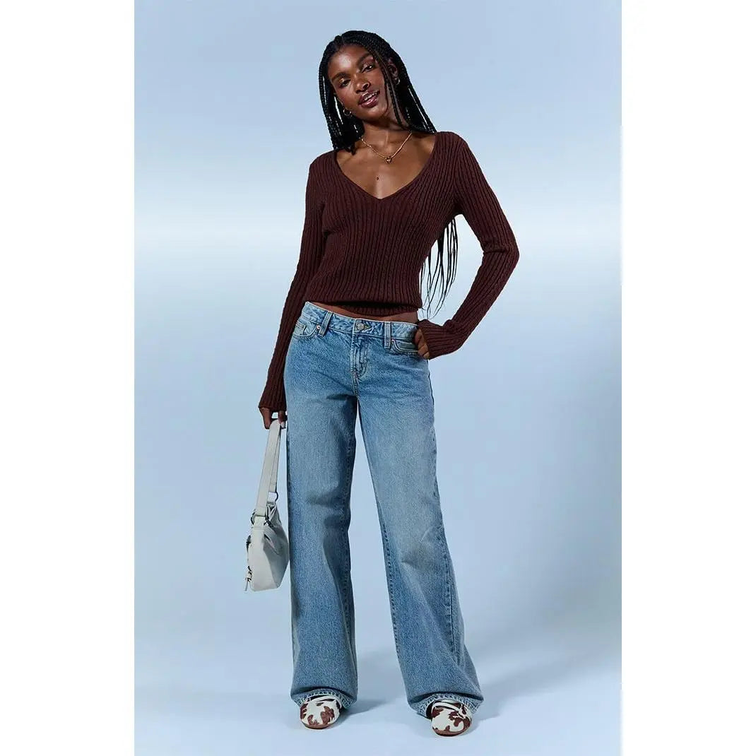 Pacsun Women'S Casey Low Rise Baggy Jeans Light Wash Blue